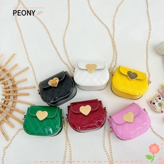 PEONYPAVILION กระเป๋าสะพายไหล่ กระเป๋าถือ หนัง PU กันน้ํา ลายหัวใจ แฟชั่นสําหรับเด็ก