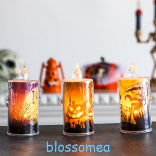 Blossomea โคมไฟเทียน Led ใช้แบตเตอรี่ ไร้เปลวไฟ สําหรับฮาโลวีน