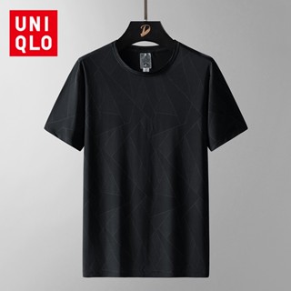 Uniqlo พร้อมส่ง เสื้อยืดแขนสั้น คอกลม ผ้าเรยอน ระบายอากาศ ขนาดใหญ่ สีพื้น สําหรับผู้ชาย ไซซ์ L-8XL