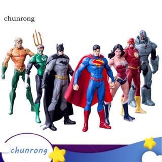 Chunrong ตุ๊กตาฟิกเกอร์ รูปปั้น DC Justice League Batman ขนาดเล็ก ของเล่นสะสม สําหรับเด็ก 7 ชิ้น ต่อชุด