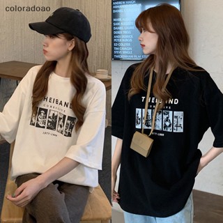 Crd เสื้อยืดลําลอง แขนสั้น คอกลม พิมพ์ลาย ทรงหลวม แฟชั่นฤดูร้อน สําหรับสตรี ZXH