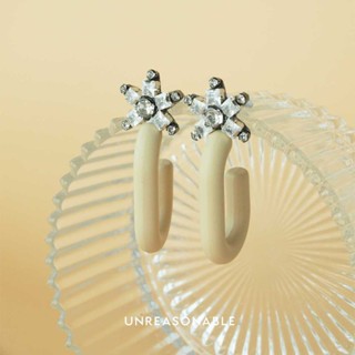 ต่างหู สีเบจ ต่างหูคลิป ต่างหูก้านเงินแท้ น้ำหนักเบา Unreasonable Accessories UA0830-03