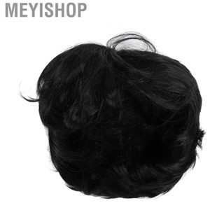 Meyishop Men Synthetic Wig  Middle Part Black Multifunctional Soft Layered Fluffy for Guy Daily