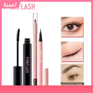 ชุดแต่งตา 3 ชิ้น Pinkflash Ohmywink ดินสอเขียนคิ้วสีน้ำตาล อายไลเนอร์สีดำ มาสคาร่า สีดำ กันน้ำ ธรรมชาติ กันน้ำ COD