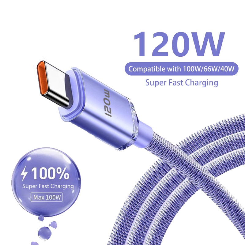 120w ประเภท C สาย 6A Super Fast Charge สาย 0.25 M/1 M/1.5 M/2 M Quick Charge สําหรับ Samsung – โปรปัง
