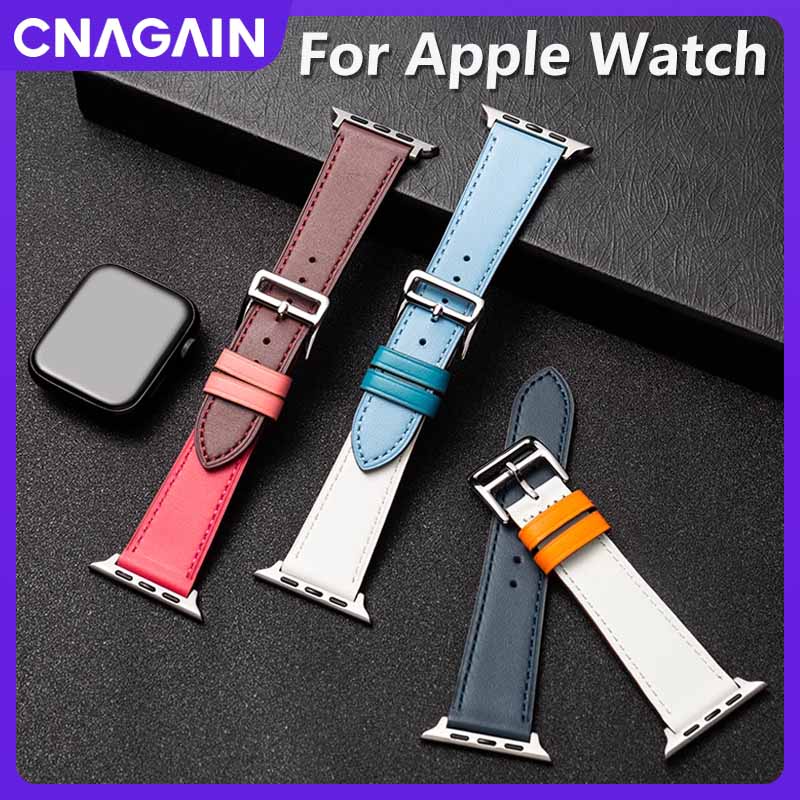 HERMES Cnagain สายนาฬิกาข้อมือหนัง สําหรับ Apple Watch 49 มม. 45 มม. 41 มม. 44 มม. 40 มม. 42 มม. 38 มม. iWatch Series Ultra Series 8 7 6 5 4 3 2 1 SE
