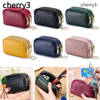 Cherry3 กระเป๋าสตางค์ กระเป๋าใส่เหรียญ กุญแจ แบบนิ่ม ขนาดเล็ก สําหรับผู้หญิง