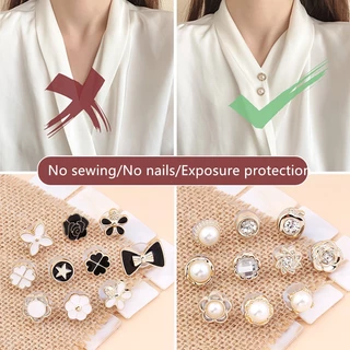 10 ชิ้น / เซต ใหม่ ป้องกันแสง มุก กระดุม เสื้อเชิ้ต ตกแต่งปกเสื้อ เข็มกลัด กระดุม ขนาดเล็ก สําหรับเสื้อผ้า ที่ไม่จําเป็นต้องเย็บ