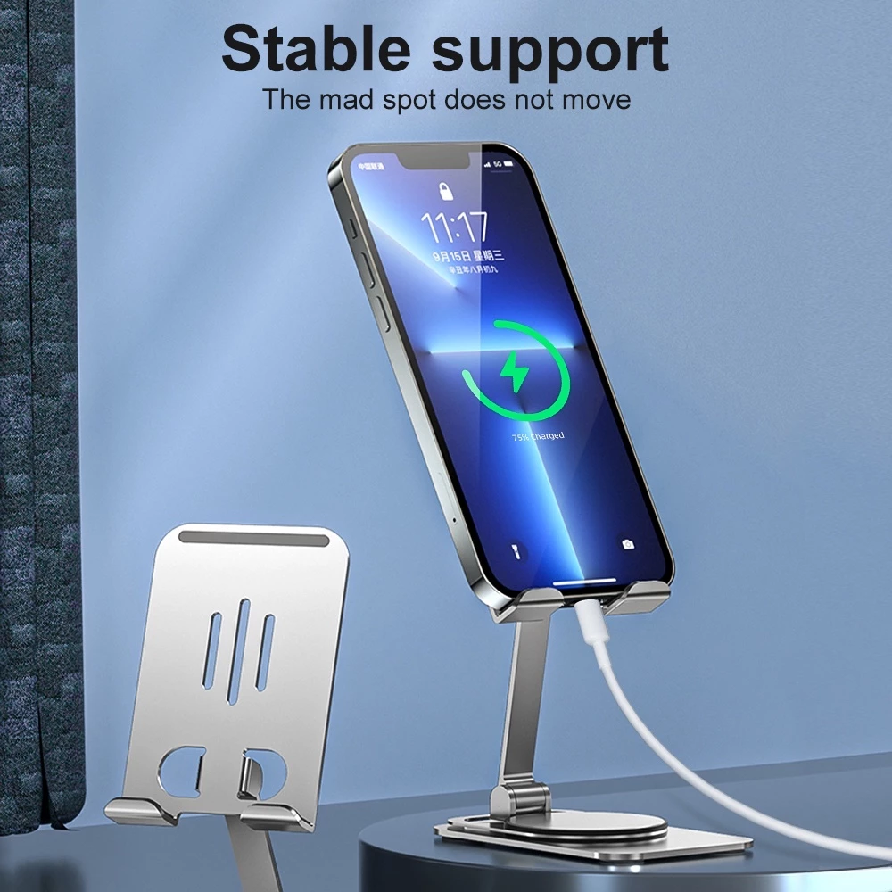 GOOJODOQ ขาตั้งแท็บเล็ต โลหะ แบบพกพา บางพิเศษ อุปกรณ์เสริม สําหรับ iPad Xiaomi Samsung thumbnail 6
