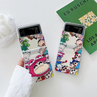 เคสโทรศัพท์มือถือ ลายการ์ตูนชินจัง พร้อมขาตั้ง สําหรับ Samsung Galaxy Z Flip 5 Z Flip 4 Z Flip 3 ZFlip3 ZFlip4 ZFlip5