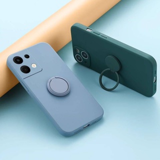 เคสซิลิโคน ทรงสี่เหลี่ยม 360 นิ้ว พร้อมแหวนขาตั้ง สําหรับ Huawei P60 P50 P40 Pro Plus P50e