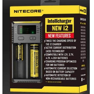 เครื่องชาร์จ NITECORE New i2 ของแท้โค้ดเช็คได้ (ไม่แถมถ่านชาร์จ) ที่ชาร์จแบตเตอรี่ สำหรับ IMR18650 16340 14500