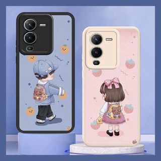 personality heat dissipation Phone Case For VIVO S15 Pro 5G/V25 Pro 5G couple creative cute leather Phone lens protection