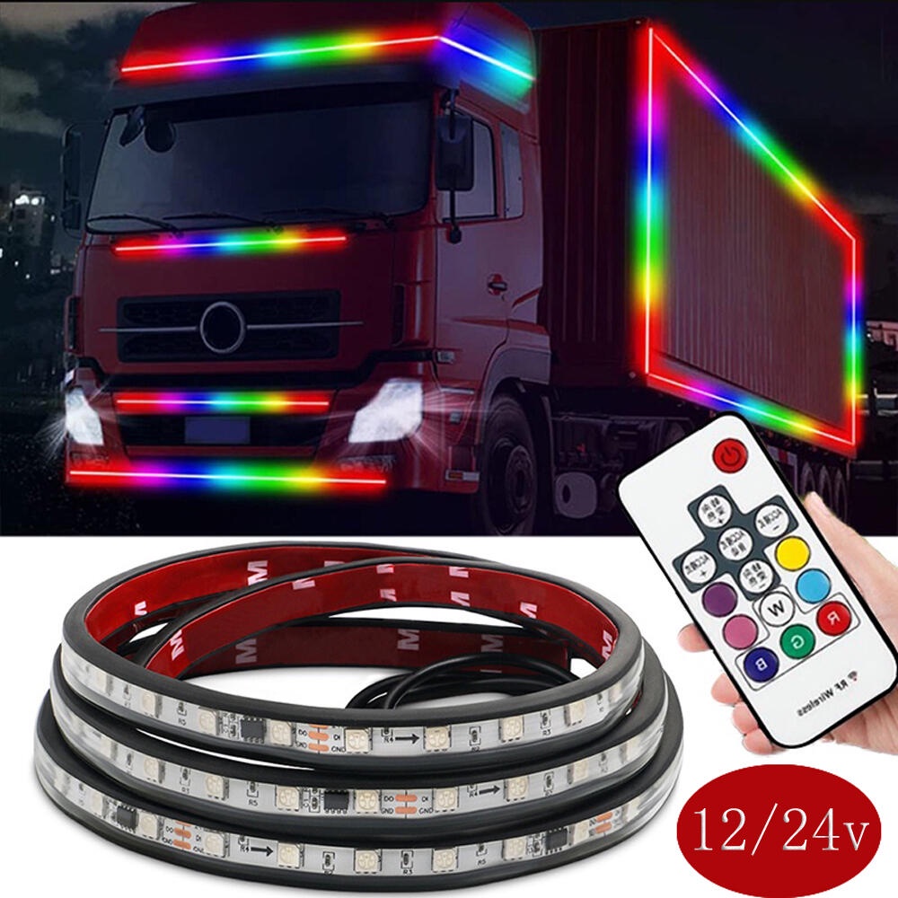 แถบไฟเบรกไดนามิก LED DRL 12V 24V หลากสี 1–2.4 เมตร สําหรับรถบรรทุก