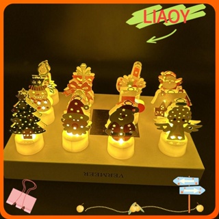 Liaoy โคมไฟ LED รูปต้นคริสต์มาส สโนว์แมน ซานตาคลอส 2 ชิ้น