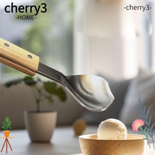 Cherry3 พลั่วตักไอศกรีม สเตนเลส ด้ามจับไม้ แข็งแรง หนา จับสบาย สีเงิน สําหรับตักไอศกรีม แตงโม