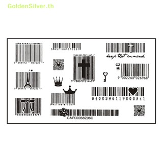 Goldensilver สติกเกอร์รอยสักชั่วคราว ลายบาร์โค้ด 3D สําหรับติดตกแต่งปาร์ตี้ 1 แผ่น