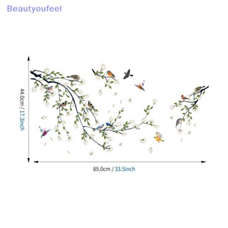 [Beautyoufeel] สติกเกอร์วอลเปเปอร์ ลายนกแมกโนเลีย มีกาวในตัว สําหรับติดตกแต่งผนังบ้าน ห้องนั่งเล่น ห้องนอน 4 ชิ้น ต่อชุด