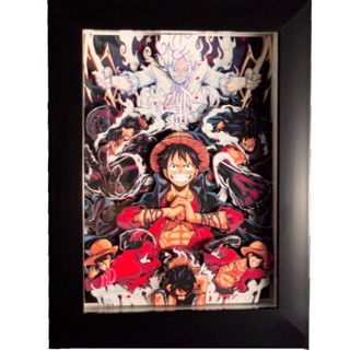 กระดาษแฮนด์เมด ลายการ์ตูนอนิเมะ One Piece Luffy Series 3D พร้อมกรอบรูป สําหรับตกแต่งห้องนอน ห้องนั่งเล่น