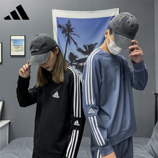 Adidas เสื้อกันหนาว คอกลม ผ้าฝ้าย 100% ปักลายโลโก้ Adidas 320 กรัม สําหรับผู้ชาย และผู้หญิง