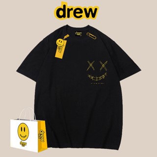 เสื้อยืดคอกลม แขนสั้น พิมพ์ลายโลโก้ตัวอักษร DREW หน้ายิ้ม คุณภาพสูง แฟชั่นฤดูร้อน สไตล์ยุโรป และอเมริกา สําหรับวัยรุ่น ทุกเพศ