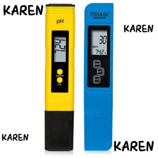 Karen เครื่องวัดค่า pH และ TDS คอมโบ พลาสติก 0-9990ppm pH และ TDS EC อุณหภูมิ 0.01-14.00pH สีฟ้า เหลือง 0.01ph 2 ชิ้น