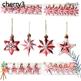 Cherry3 จี้พลาสติก รูปเกล็ดหิมะ ดาว สําหรับตกแต่งบ้าน ต้นคริสต์มาส