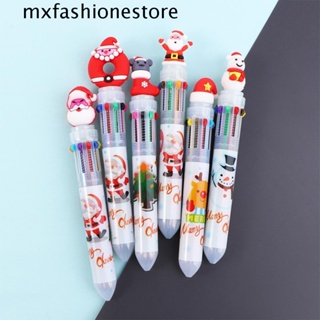 Mxfashione ปากกาลูกลื่น ลายการ์ตูนสโนว์แมน กวาง ซานตาคลอส คริสต์มาส คริสต์มาส สีสดใส สําหรับสํานักงาน