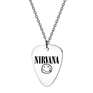 สร้อยคอเชือกหนัง จี้ปิ๊กกีตาร์ Nirvana American Rock Band