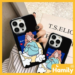 For iPhone 11 iPhone Case Black Glossy TPU Soft Case Shockproof Protective Camera Cartoon Boy Girl Compatible with iPhone 14 13 Pro max 12 Pro Max 11 xr xs max 7Plus 8Plus