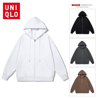 Uniqlo เสื้อคาร์ดิแกนกันหนาว แขนยาว มีฮู้ด แต่งซิป สีพื้น 6 สี แฟชั่นฤดูใบไม้ผลิ และฤดูใบไม้ร่วง สําหรับผู้ชาย