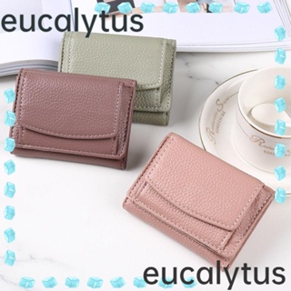 Eucalytus1 กระเป๋าสตางค์ หนัง PU ใบสั้น ขนาดเล็ก 8 สี แฟชั่นเรียบง่าย สําหรับผู้หญิง