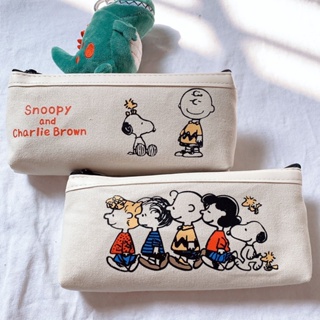 กระเป๋าดินสอ ผ้าแคนวาส ลายการ์ตูน Snoopy น่ารัก สไตล์เกาหลี เหมาะกับนักเรียนมัธยมต้น 8.6 นิ้ว