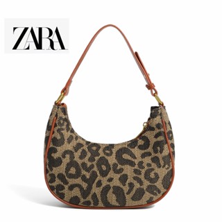 Zara กระเป๋าสะพายไหล่ กระเป๋าเมสเซนเจอร์ พิมพ์ลายเสือดาว แบบพกพา สไตล์เรโทร สําหรับผู้หญิง