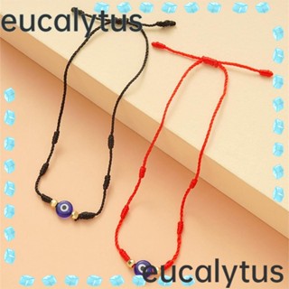 Eucalytus1 สร้อยข้อมือแฟชั่น จี้ตาชั่วร้าย สีแดง สําหรับผู้ชาย ผู้หญิง