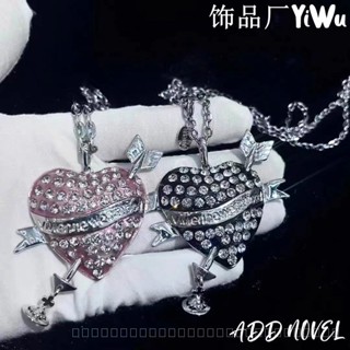 0807-YWTY-SDY Queen Mother of the West Weiweian Fully Jeweled Loving Heart Go through the Heart Saturn Necklace Niche Ins Design Sense Light Luxury Clavicle Chain XIJV