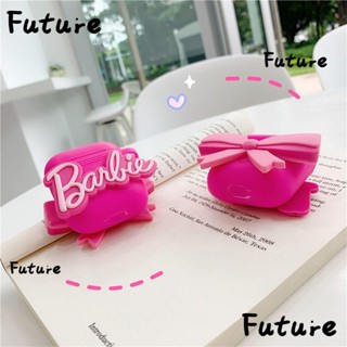 Future เคสหูฟังบลูทูธ ซิลิโคน ลายการ์ตูนบาร์บี้น่ารัก พร้อมจี้ห้อย สําหรับเด็กผู้หญิง