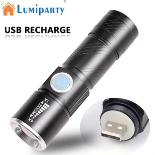 Lumiparty ไฟฉาย Led ขนาดเล็ก 3 โหมด แบบพกพา ซูมได้ ชาร์จ Usb ไฟฉายอลูมิเนียมอัลลอยด์ พร้อมด้านล่าง