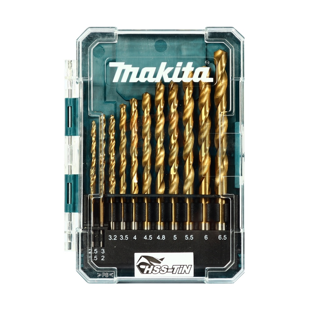 MAKITA (มากีต้า) ชุดดอกเจาะเหล็ก สีทอง HSS-TIN 13 ดอก(มิล