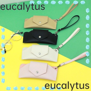 Eucalytus1 กล่องเก็บแว่นตากันแดด หนัง PU พร้อมสายคล้อง แบบพกพา สําหรับผู้หญิง และผู้ชาย