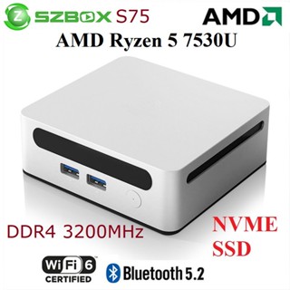 Szbox S75 AMD Ryzen 5 7530U 6 BT 5.2 DDR4 3200MHz NVME SSD Windows 6C 12T Type C HD Triple Display Computer