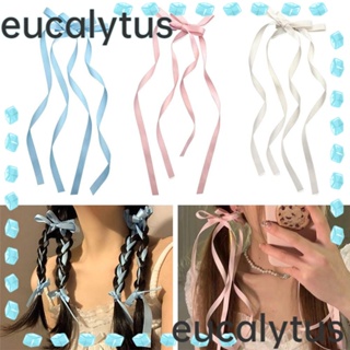 Eucalytus1 กิ๊บติดผมหางม้า แบบริบบิ้นถัก ยาว หลากสี สไตล์เกาหลี สําหรับผู้หญิง 10 ชิ้น