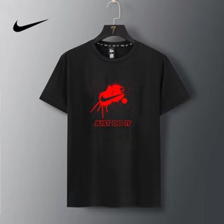 Nike เสื้อยืดลําลอง ผ้าฝ้าย 100% แขนสั้น คอกลม พิมพ์ลายโลโก้ สําหรับผู้ชาย