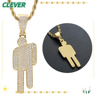 Clever สร้อยคอโซ่ โลหะผสม ฝังเพทาย สไตล์ฮิปฮอป สีทอง สีเงิน