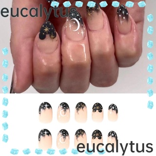 Eucalytus1 เล็บปลอม Diy สไตล์ฝรั่งเศส สําหรับตกแต่งเล็บ 24 ชิ้น