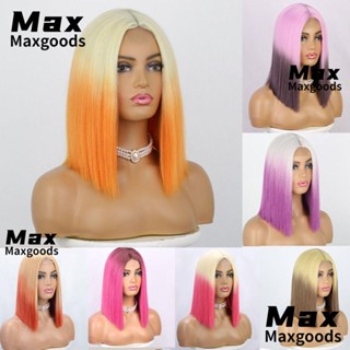 Maxg วิกผมบ๊อบสังเคราะห์ แบบสั้น สีส้ม ทนความร้อน สําหรับผู้หญิง คอสเพลย์โลลิต้า