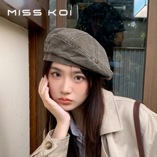 Misskoi [พร้อมส่ง] หมวกเบเร่ต์ลําลอง ผ้าฝ้าย ทรงแปดเหลี่ยม เข้ากับทุกการแต่งกาย สไตล์ญี่ปุ่น แฟชั่นฤดูใบไม้ร่วง สําหรับผู้หญิง