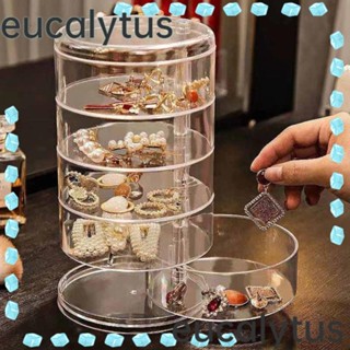 Eucalytus1 กล่องพลาสติก ทรงกลม หมุนได้ สําหรับเก็บเครื่องประดับ