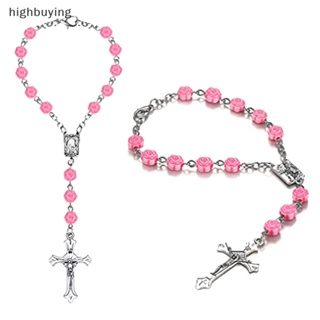 [highbuying] สร้อยข้อมือ จี้ไม้กางเขน คาทอลิก สีชมพู คริสเตียน เครื่องประดับ ของที่ระลึก ของขวัญใหม่ พร้อมส่ง