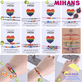 Mih LGBT สายรุ้ง สร้อยข้อมือ ขายดี ผู้หญิง ผู้ชาย คู่ เครื่องประดับ ของขวัญ สร้อยข้อมือเชือกลูกปัด แฮนด์เมด